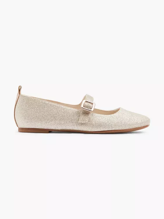 Graceland Mary Jane Ballerina in gold
