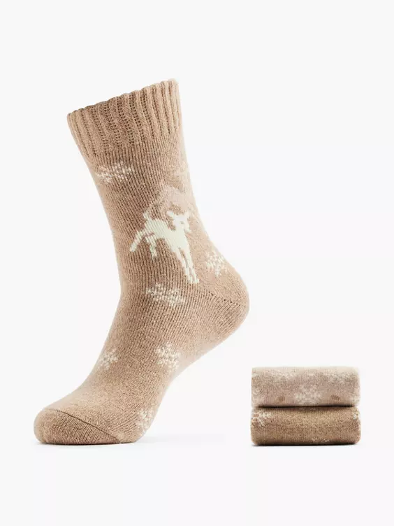 Cosy Nature 2er Pack Socken in taupe