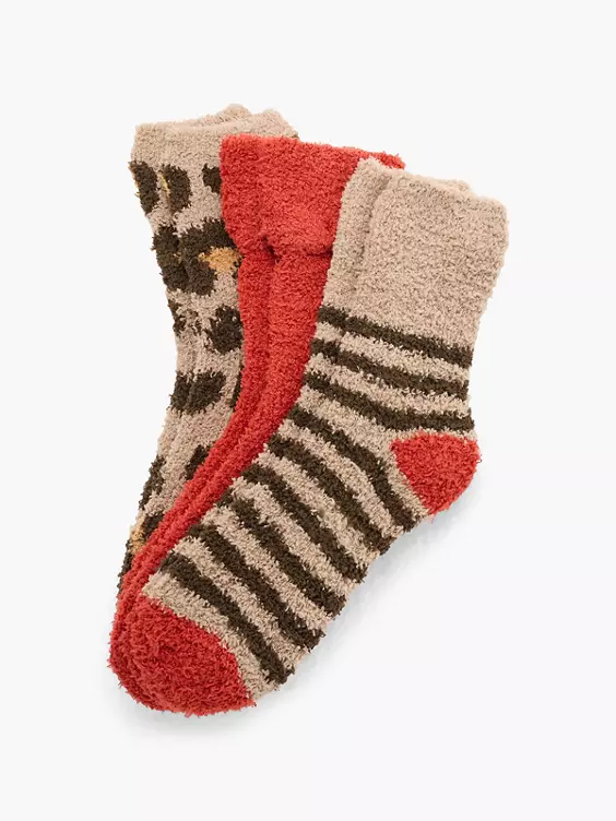 Cosy Nature 3er Pack Socken in rot