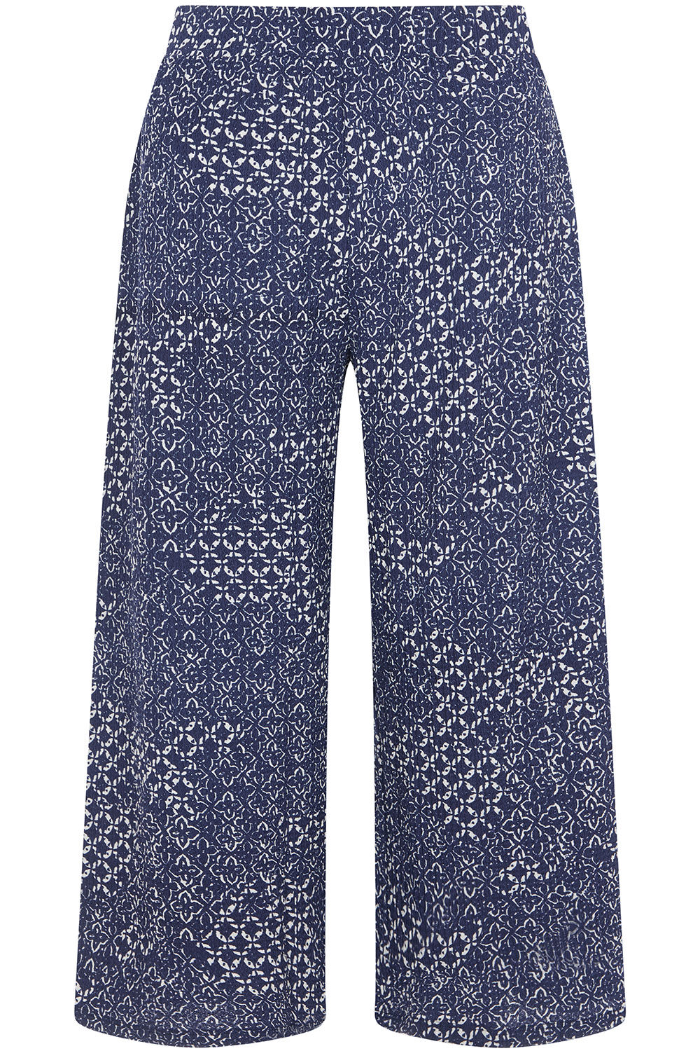 Patchwork Print Pull-On Cropped Trousers
