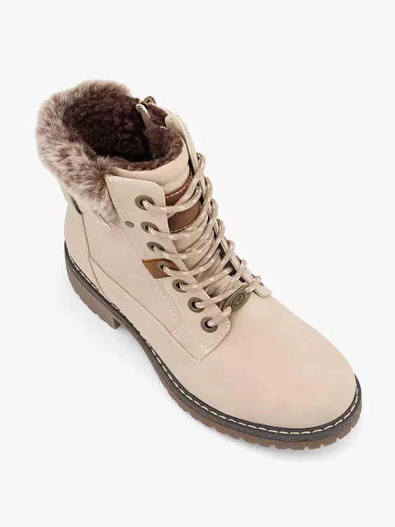 TOM TAILOR Schnürboots in creme