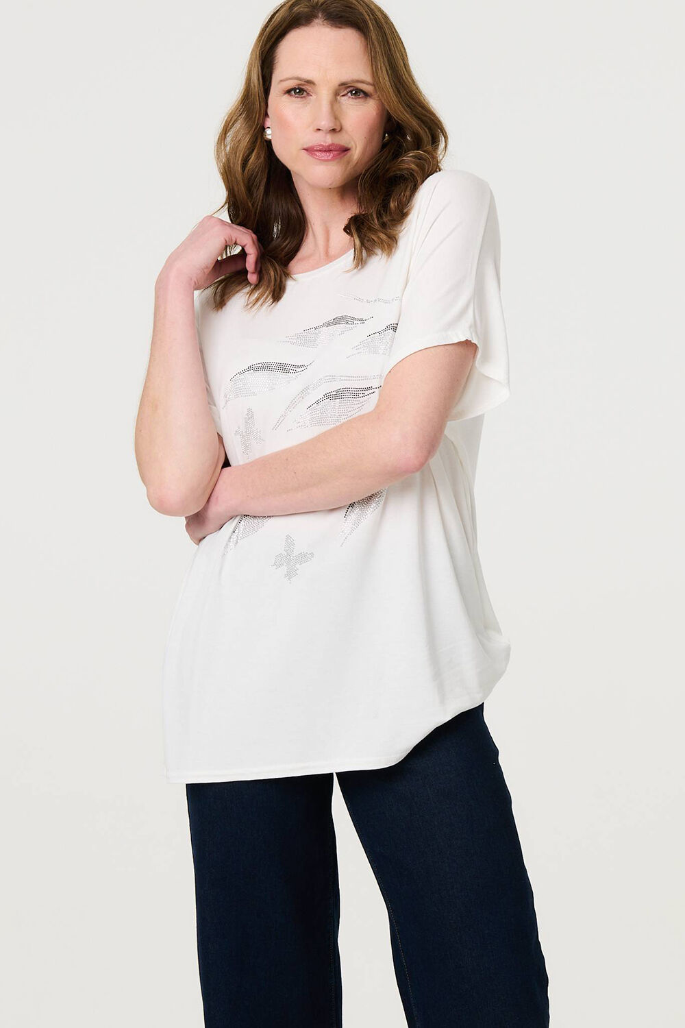 Izabel London – Sparkly Embellished Relaxed T-Shirt