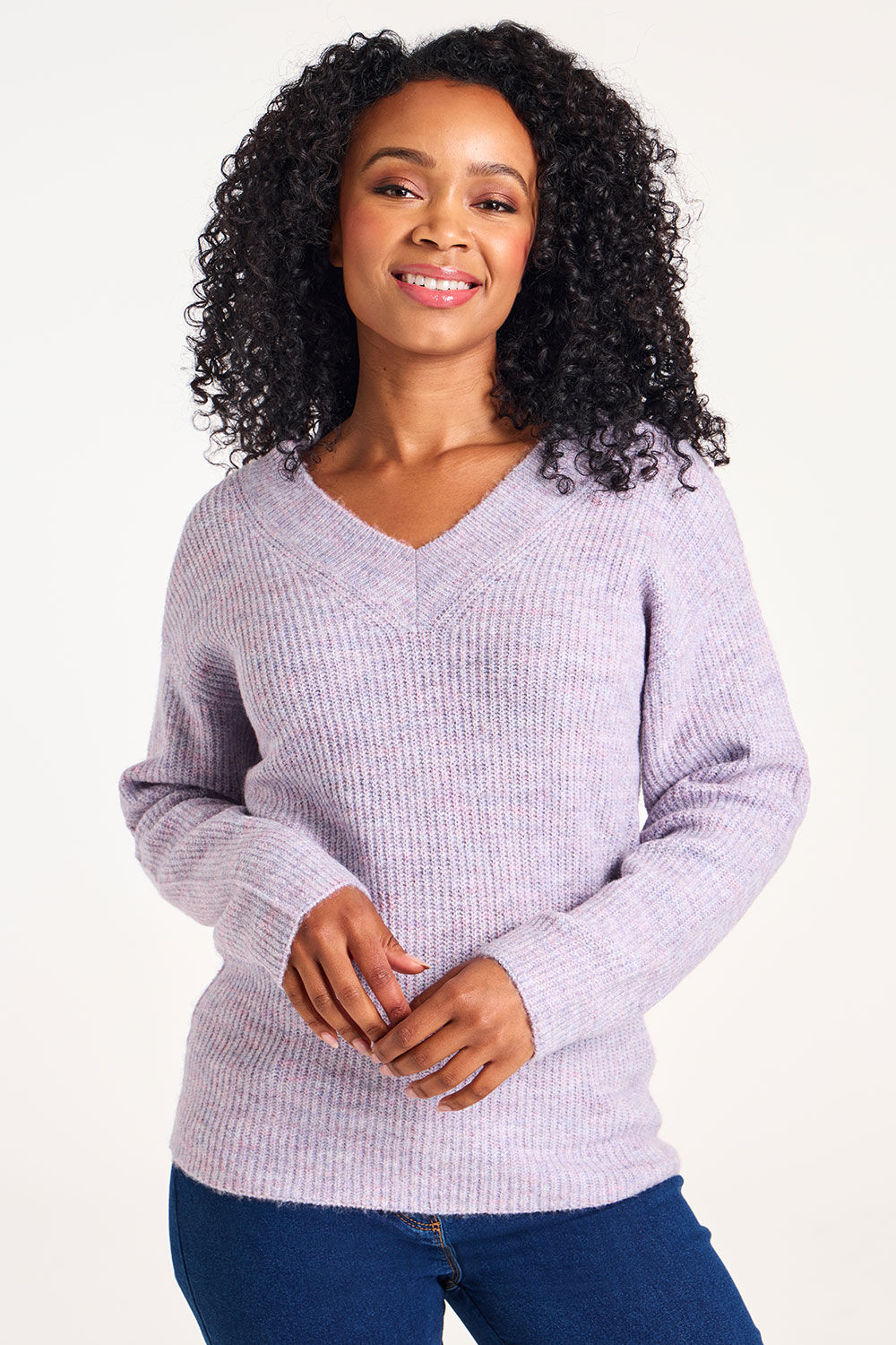 V-Neck Rib Jumper