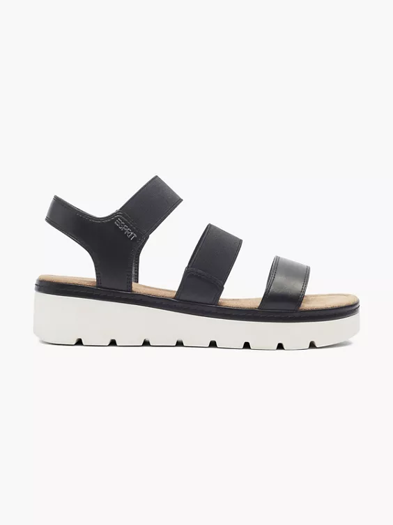 ESPRIT Keilsandalette in schwarz