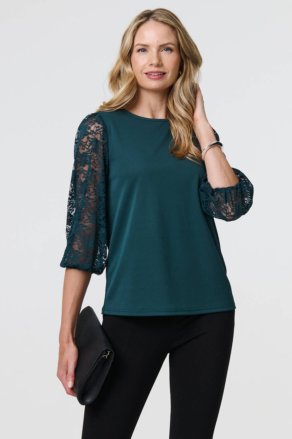 Izabel London – Floral Lace 3/4 Sleeve Blouse