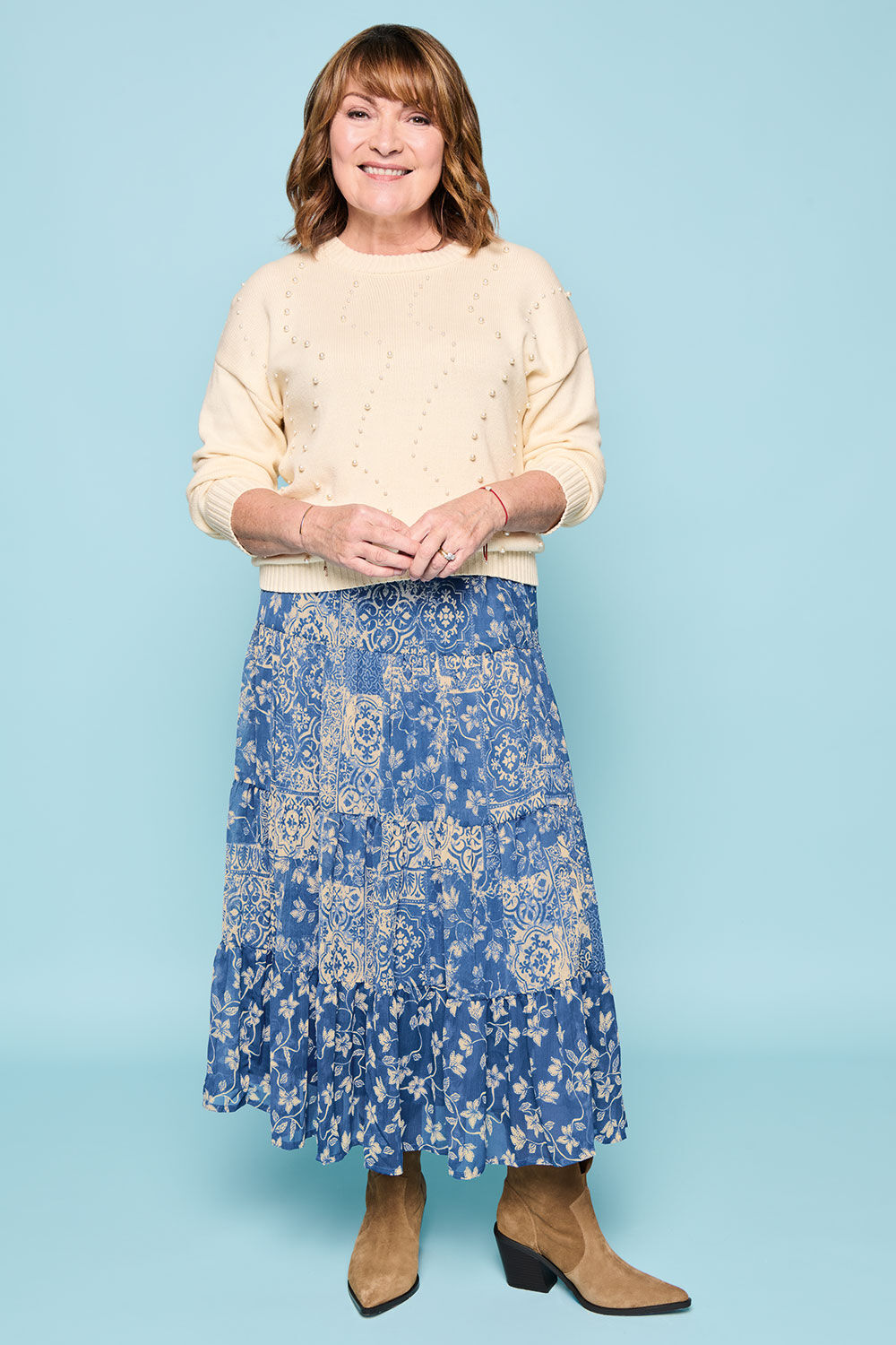 Patchwork Print Chiffon Tiered Skirt
