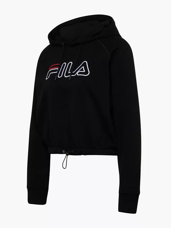FILA Crop Hoodie in schwarz