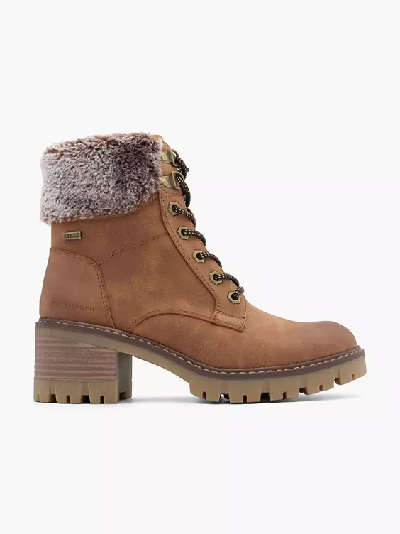 TOM TAILOR Schnürstiefelette in cognac