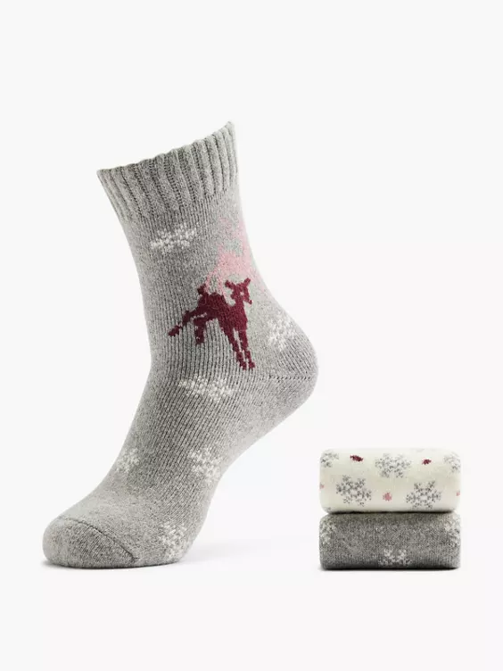 Cosy Nature 2er Pack Socken in grau