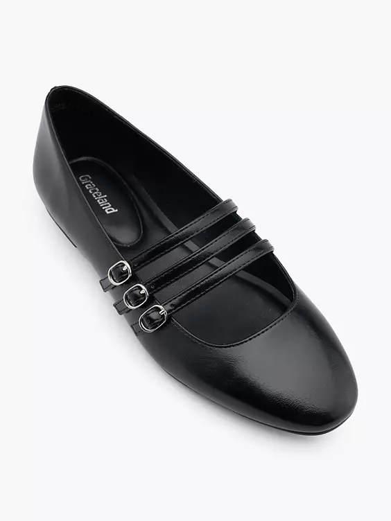 Graceland Mary Jane Ballerina in schwarz