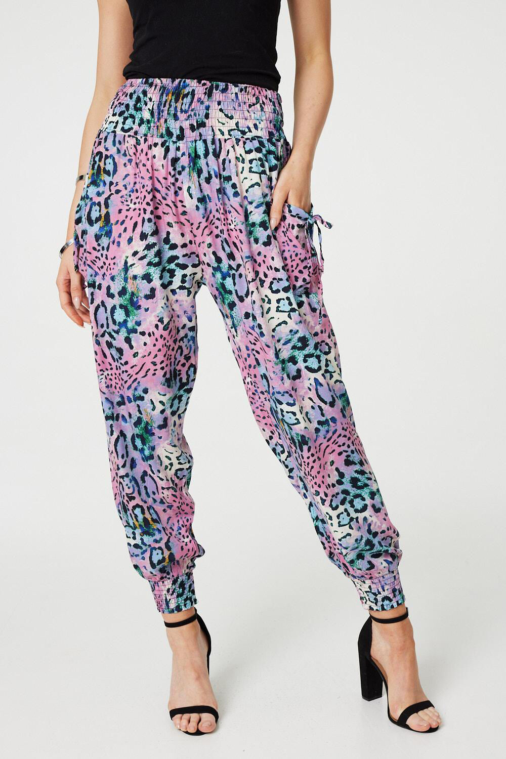 Izabel London - Animal Print High Waist Harem Pants