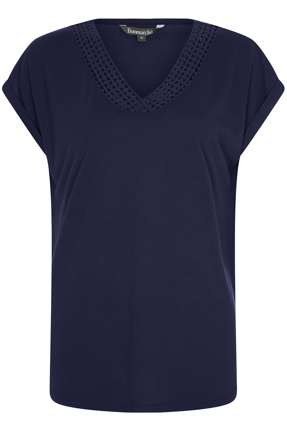 V-Neck Ball Lace Detail T-Shirt
