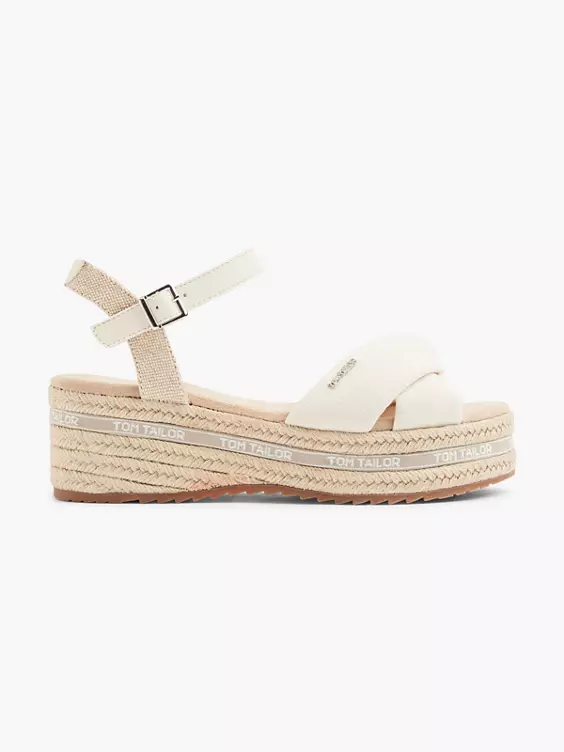 TOM TAILOR Keilsandalette in creme