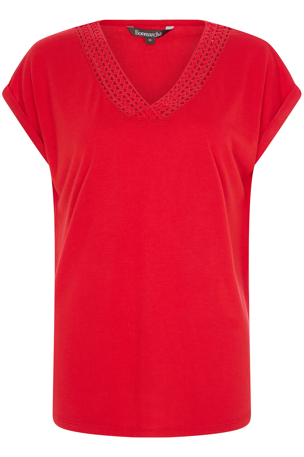 V-Neck Ball Lace Detail T-Shirt