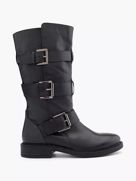 Catwalk Leder Stiefel in schwarz