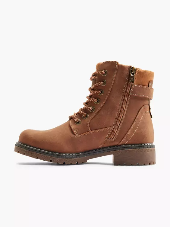 TOM TAILOR Schnürboots in cognac