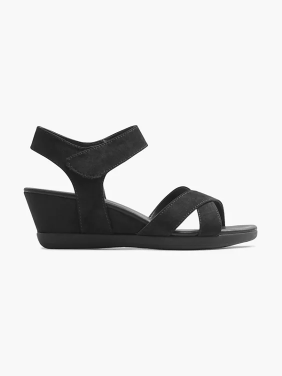 Graceland Keilsandalette in schwarz