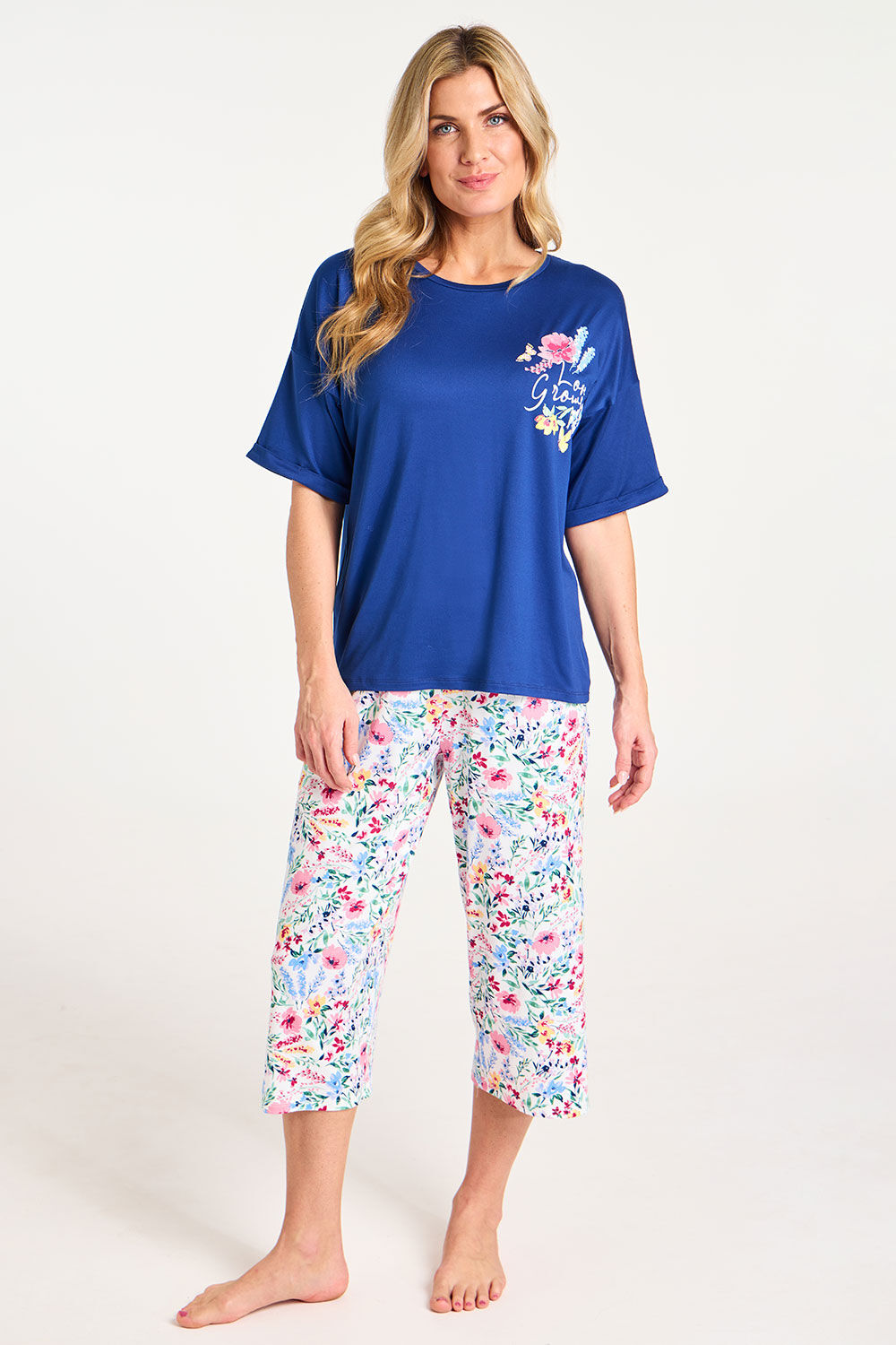 Floral Print 3/4 Length Pyjama Set