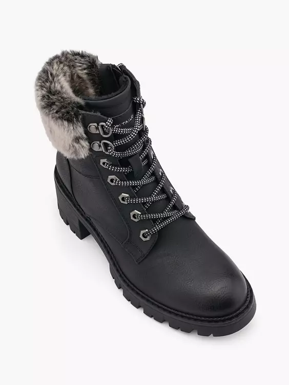 TOM TAILOR Schnürstiefelette in schwarz