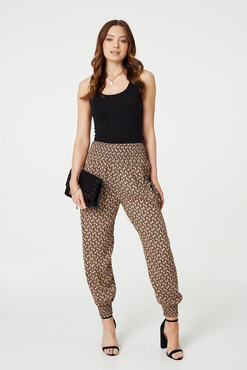 Izabel London - Printed High Waist Tassel Harem Pants