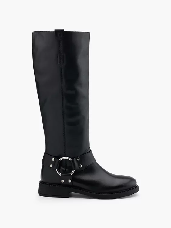 Catwalk Leder Stiefel in schwarz