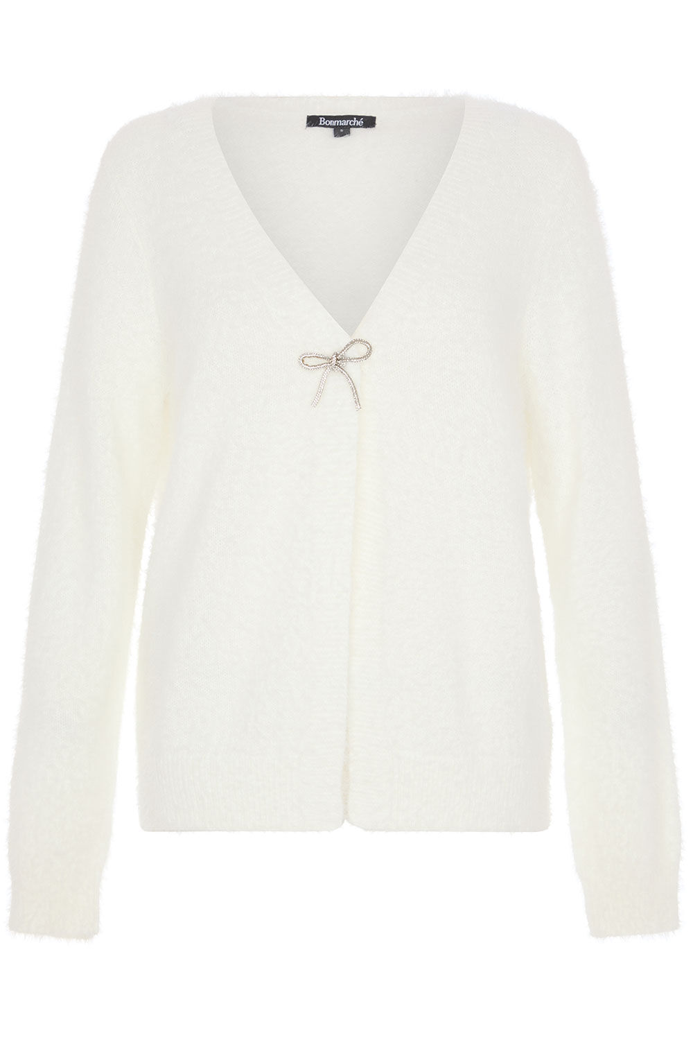 Fluffy Cardigan with Bow Detail