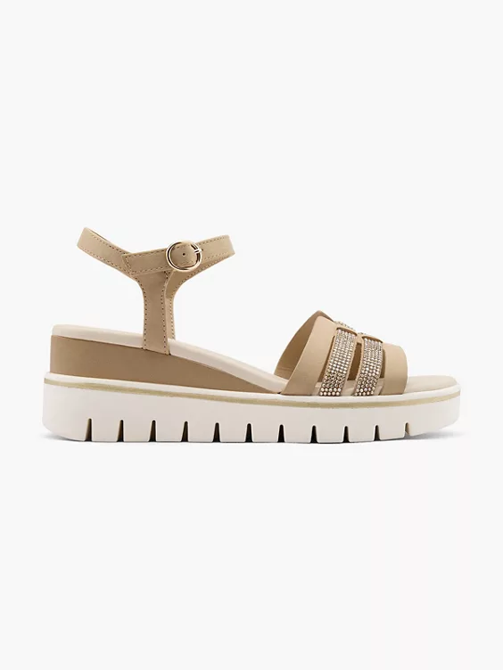 Graceland Keilsandalette in beige