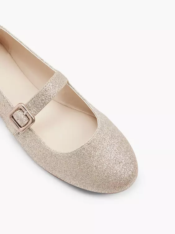 Graceland Mary Jane Ballerina in gold