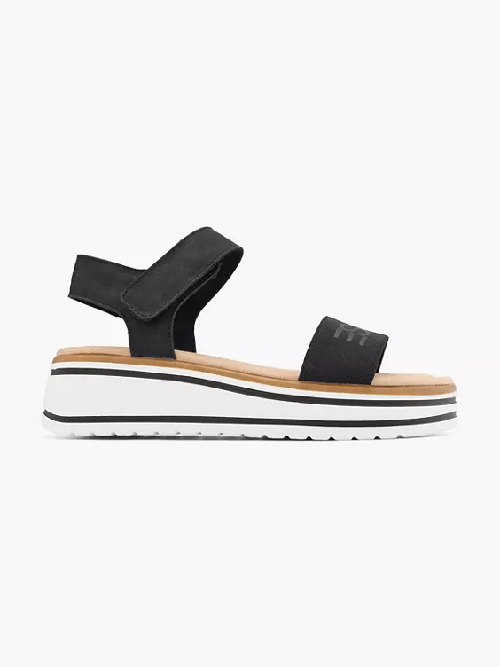 ESPRIT Keilsandalette in schwarz