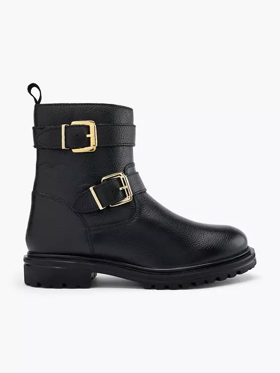 Graceland Leder Boots in schwarz