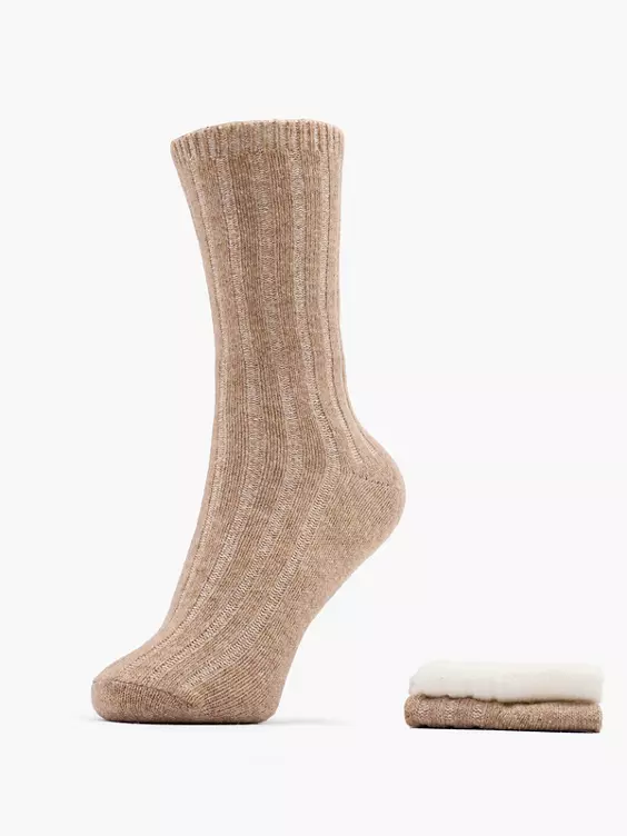 Cosy Nature 2er Pack Socken in beige