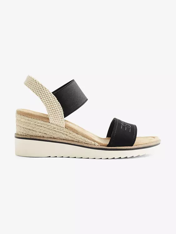 ESPRIT Keilsandalette in schwarz