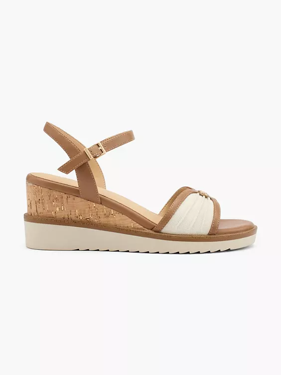 ESPRIT Keilsandalette in cognac