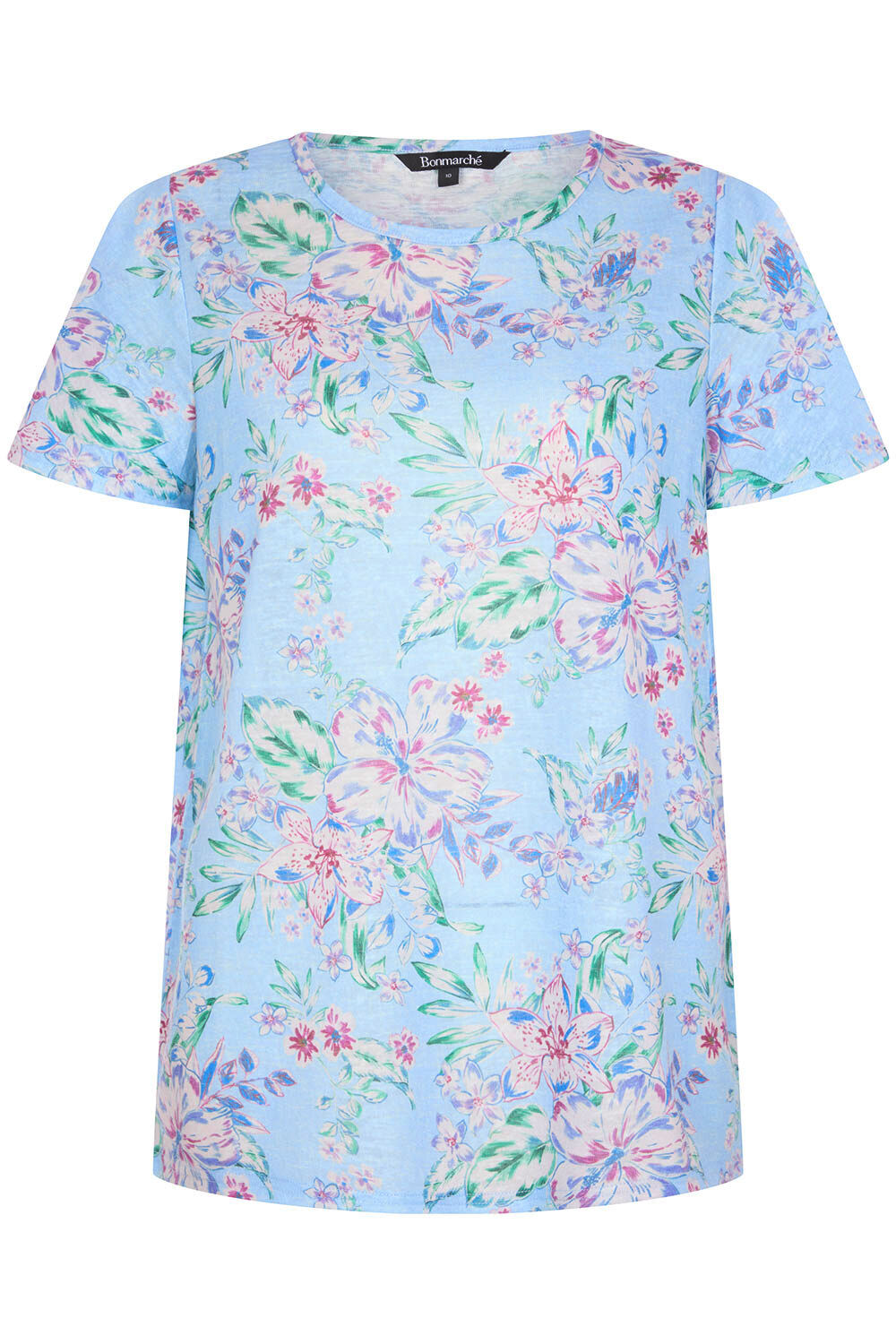 Short Waterfall Sleeve Tropical Print T-Shirt