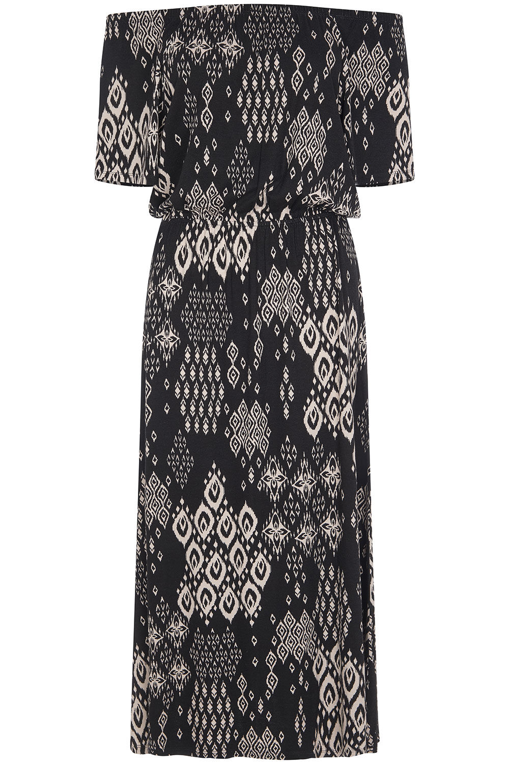 Patchwork Print Jersey Bardot Dress