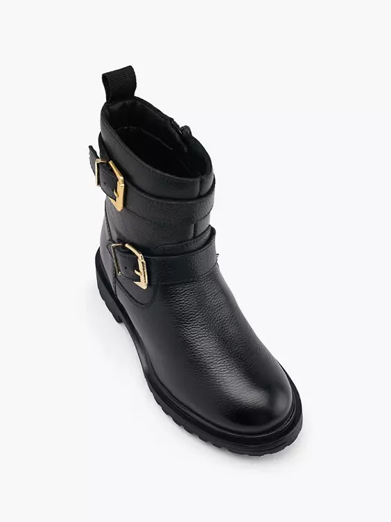 Graceland Leder Boots in schwarz