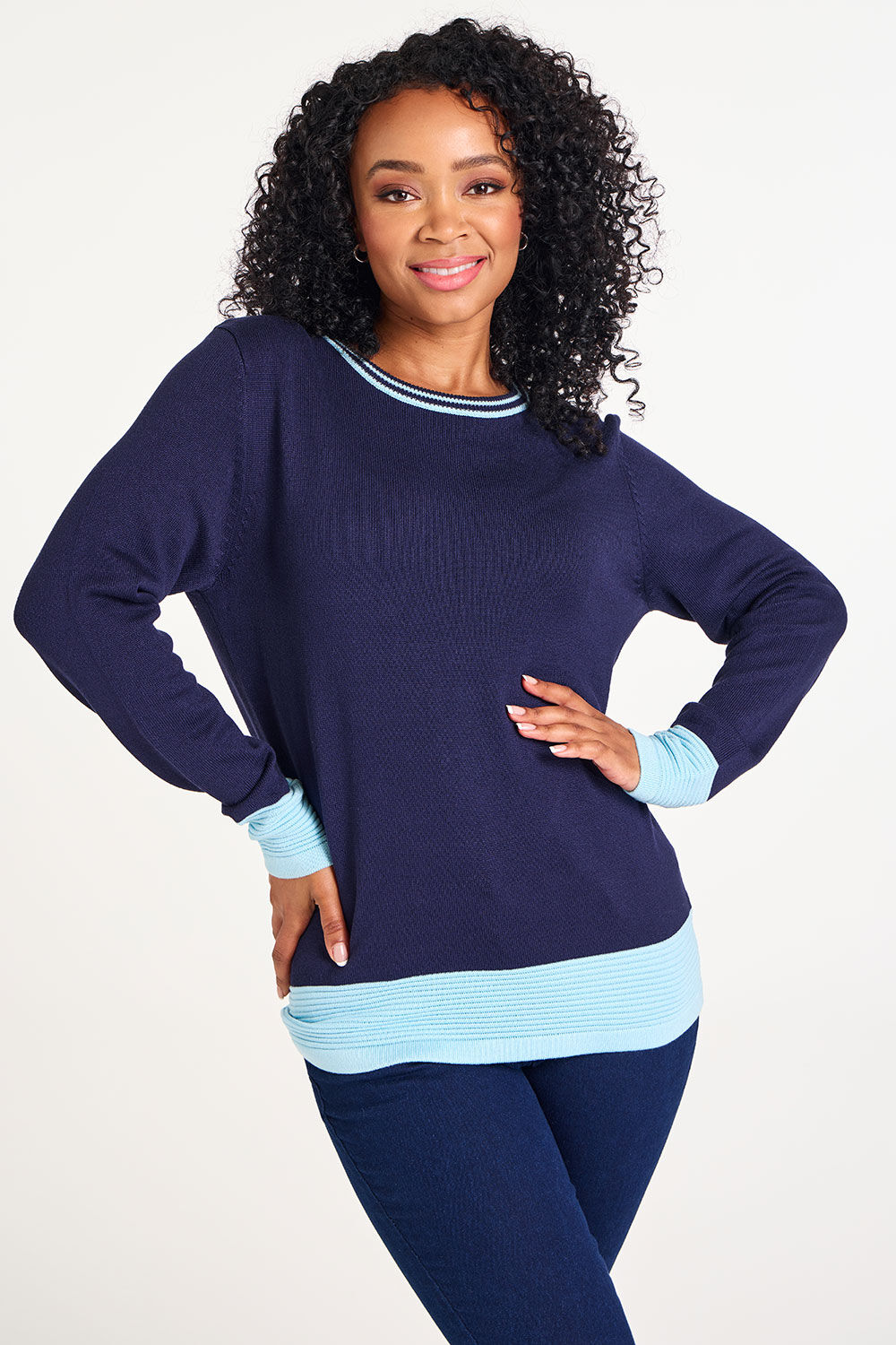 Contrast Rib Detail Jumper