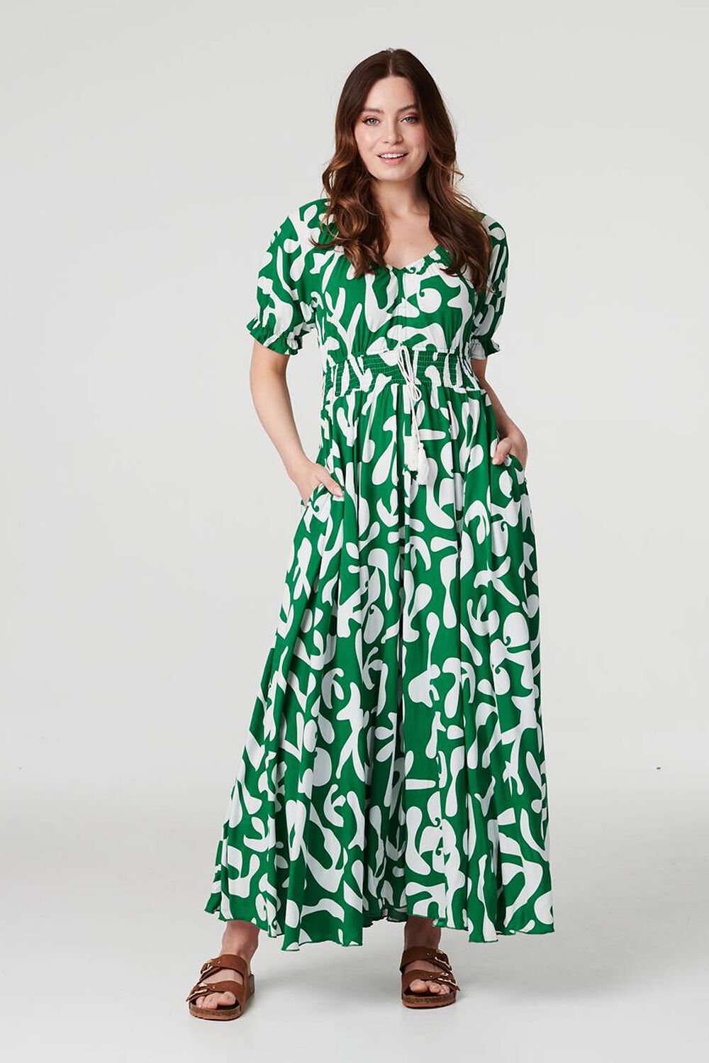 Izabel London - Printed Puff Sleeve Maxi Dress