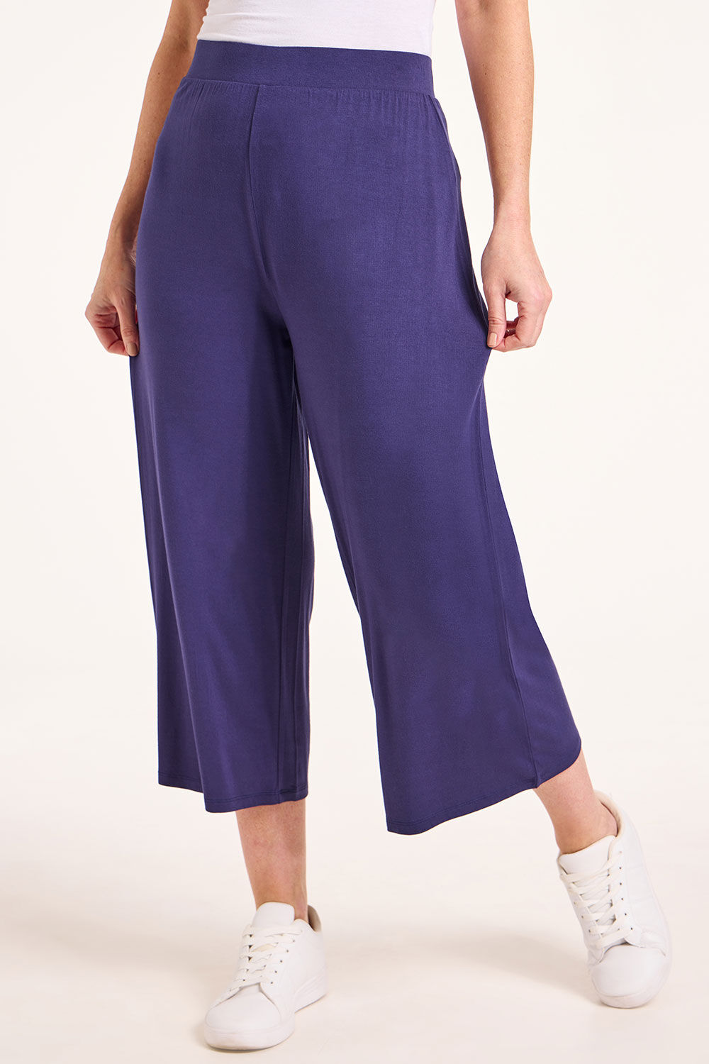 Jersey Wide Leg Cropped Trousers