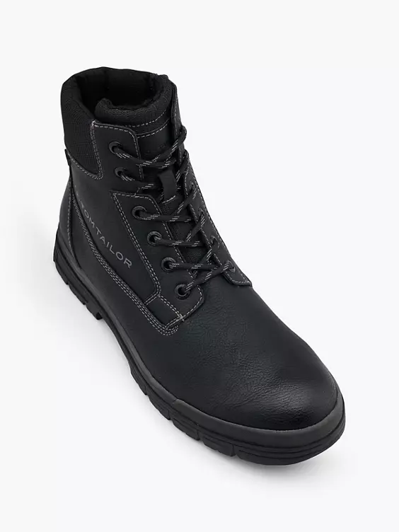 TOM TAILOR Schnürboots in schwarz