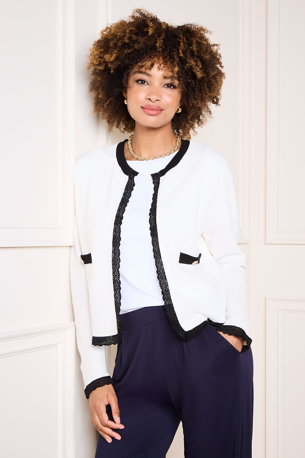 Lace Edge Knitted Cardigan