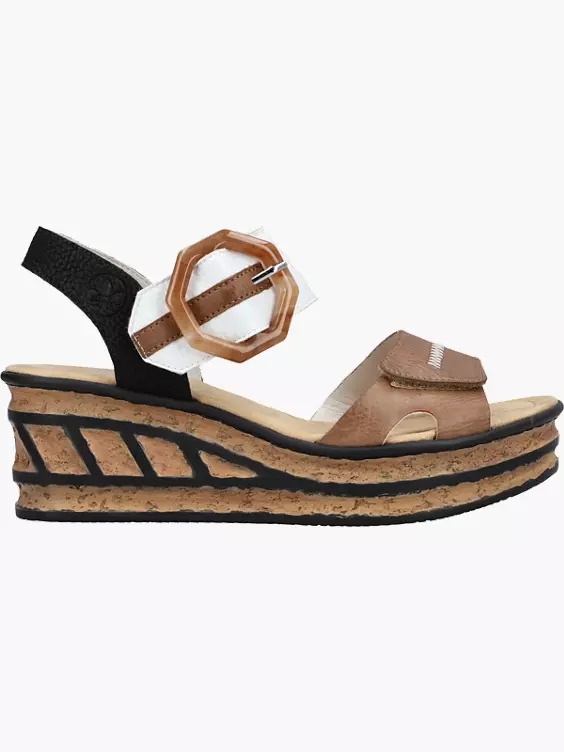 Rieker Damen Keilsandaletten in beige
