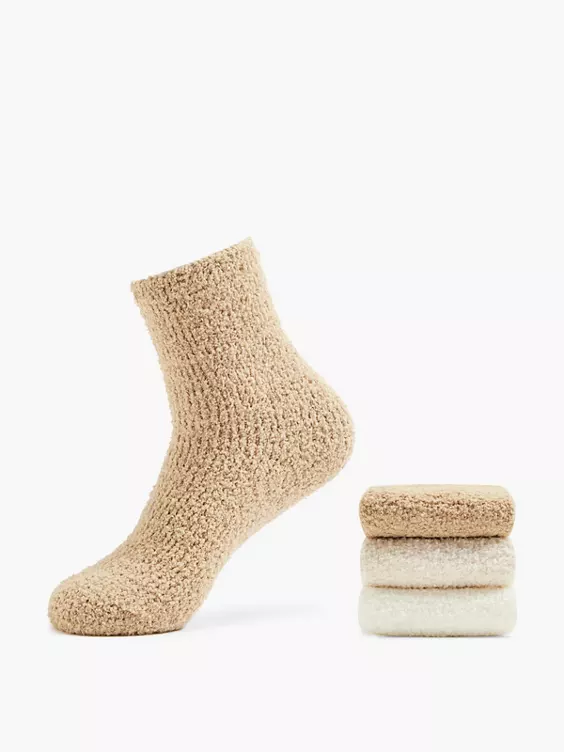 Cosy Nature 3er Pack Socken in beige