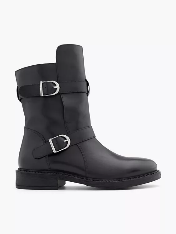 Catwalk Leder Bikerboots in schwarz