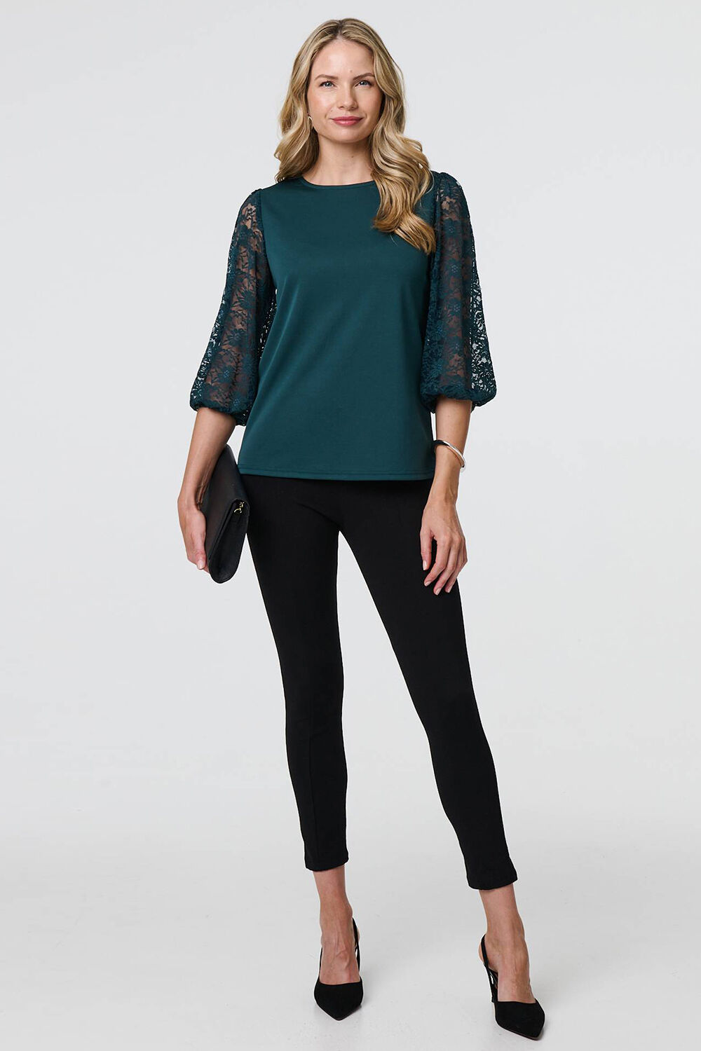 Izabel London – Floral Lace 3/4 Sleeve Blouse