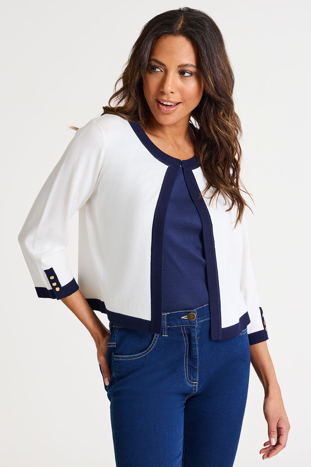 3/4 Sleeve Contrast Cover Up