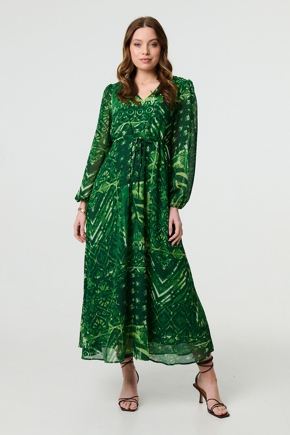 Izabel London - Printed Semi Sheer Empire Maxi Dress