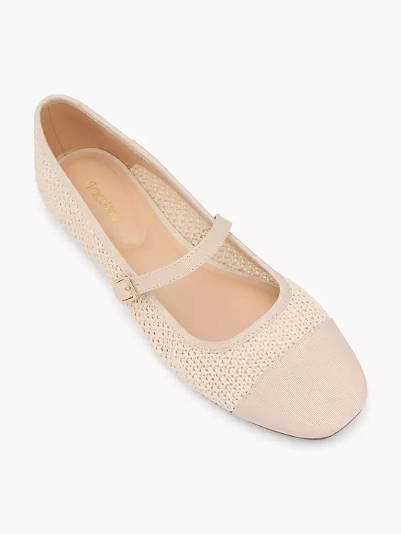 Graceland Mary Jane Ballerina in beige