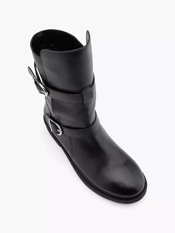 Catwalk Leder Bikerboots in schwarz