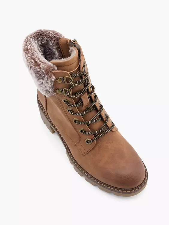 TOM TAILOR Schnürstiefelette in cognac